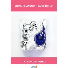Letsii Mavi Işlemeli Seramik Venedik Kedi Magnet