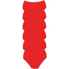 Venüs Shopping 6 Adet Tutku Kadın Yüksek Bel Bato Kalın Lastik Külot Kırmızı