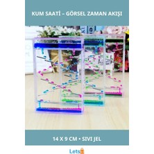 Letsii Dekoratif Sulu Sıvı Jel Kum Saati 14 cm x 9 cm Renkli