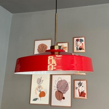 Bamyum Açe Kırmızı Tekli Ince Eskitme Başlık Avize Retro Sarkıt Ofis Showroom Salon Mutfak Avizeleri