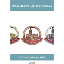 Letsii Istanbul Temalı Yuvarlak Metal Magnet Galata Kulesi 7,5 cm