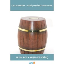 Letsii Pirinç Ahşap Fıçı Kumbara 18 cm Dayanıklı Dekoratif Para Biriktirme Aracı