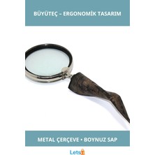 Letsii Doğal Boynuz Saplı Metal Çerçeveli Büyüteç