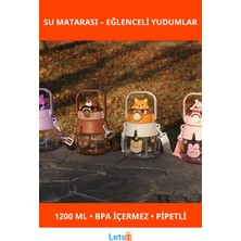 Letsii Sevimli Hayvan Figürlü Sızdırmaz 1200 ml Su Matarası