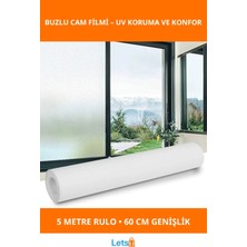 Letsii Uv Engelleyici Buzlu Cam Filmi 5 Metre x 60 cm Gizlilik Sağlayan