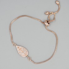 Bezenist Zirkon Taşlı Damlalı Rose Asansör Bileklik