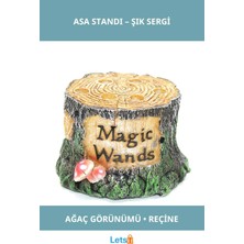 Letsii Doğal Ahşap Görünümlü Sihirli Asa Standı 6 Adet Kapasiteli Dekoratif Ürün