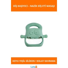 Letsii Koyu Yeşil Gıda Sınıfı Silikon Diş Kaşıyıcı Bebekler Için Eğlenceli ve Rahatlatıcı