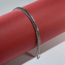 Silvalli 4n Oluklu Tilki Kuyruğu Gümüş Bileklik