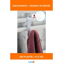 Letsii 4'lü Beyaz Kanca Askı Aparatı Seti Dayanıklı Abs Plastik