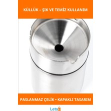Letsii Kapaklı Paslanmaz Çelik Şık Küllük Dayanıklı ve Kullanışlı