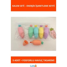 Letsii Havuç Tasarımlı Renkli Fosforlu Kalemler 5 Adet