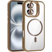 iPhone 17 Kılıf Standlı ve Kamera Lens Hediyeli M-Safe Şarj Özellikli Zore Etro Kapak - Desert Titan