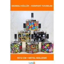 Letsii Metal Renkli Basmalı Yuvarlak Küllük Dekoratif ve Fonksiyonel