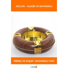 Letsii Şık Kapaklı Pirinç Küllük Ahşap Detaylı Dayanıklı Küllük