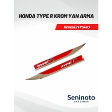 Honda Uyumlu Type R 3D Krom Yan Arma Seti – Kırmızı (2’li Paket)