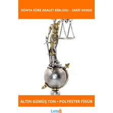 Letsii Polyester Dünya Küre Üzerinde Adalet Biblosu Altın Gümüş Renkli