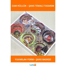 Letsii Estetik Şans Oyunları Temalı Yuvarlak Cam Küllük