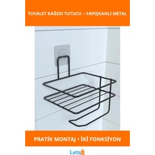 Letsii Pratik Yapışkanlı Paslanmaz Metal Tuvalet Kağıdı Tutucu