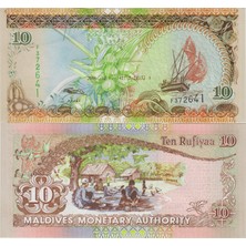 Banknoting Maldivler 10 Rufiya 2006 Çil Kondisyon.