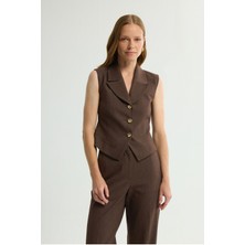 Love My Body Jean Görünümlü Yelek Kahve 179L9469001