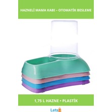 Letsii 1.75 Litre Hazneli Su ve Mama Kabı Mor, Pembe, Mavi, Yeşil