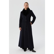 Doque Kışlık Yünlü Kaşe Kadın Pardesü Yakası Kürklü Kalın 58025