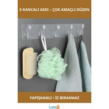 Letsii Kendinden Yapışkanlı 5 Kancalı Pratik Askı