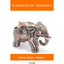Letsii Şık Metal Fil Figürlü Bronz Küllük Dekoratif Obje