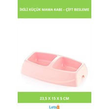 Letsii Ikili Küçük Mama Kabı 1. Sınıf Plastik 23,5X15X5 cm Karışık Renkler
