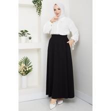 Günay Karaca Siyah Oyssho Kumaş Kadın Etek Beli Lastikli 38 40 42 44 46 48 Bedenlere Uyumludur.