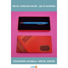 Letsii Kutulu Metal Turkuaz Tükenmez Dokunmatik Kalem