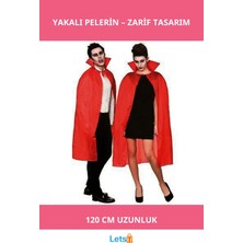 Letsii Kırmızı Renk Yakalı Pelerin 120 cm Şıklığında