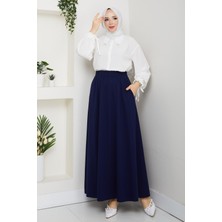 Günay Karaca Lcivert Oyssho Kumaş Kadın Etek Beli Lastikli 38 40 42 44 46 48 Bedenlere Uyumludur.