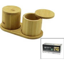 MiraLive 2pcs Ahşap Bambu Baharatlık YUVARLAK=8X8ALTLIK=9.5X19.5ÇEVİR Aç-Mıknatıslı Kapak (K95)