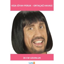 Letsii Ortaçağ Temalı Kısa Siyah Peruk 30 cm