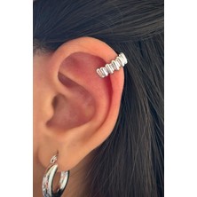 Leo'Stone Kadın Sıkıştırmalı Earcuff Kıkırdak Küpe Gümüş