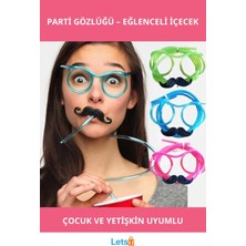 Letsii Bıyıklı Pipetli Parti Gözlüğü Çocuk ve Yetişkinler Için Eğlenceli Aksesuar