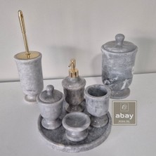 Abay Doğal Taş Gri Mermer Saray Model 7 Parça Banyo Seti