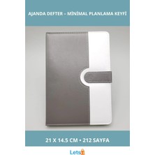 Letsii Tarihsiz Ajanda Defter Beyaz Gri 21X14.5 cm Termo Deri A5
