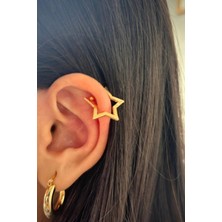 Leo'Stone Yıldız Tasarım Sıkıştırmalı Earcuff Kıkırdak Küpe Gold