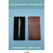 Letsii Mandala Desenli Yeşil Touchpen Tükenmez Kalem Şık Hediye Kutulu