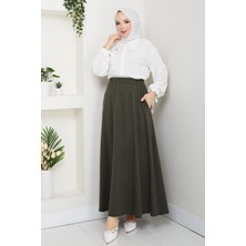 Günay Karaca Haki Oyssho Kumaş Kadın Etek Beli Lastikli 38 40 42 44 46 48 Bedenlere Uyumludur.