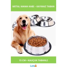 Letsii Paslanmaz Çelik Kaymaz Tabanlı Mama Kabı 15 cm