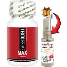 Testoprime Erkeklere Maçalı Tribulusterestisli Epimedyumlu Ginsengli  Libidosuna Güncel Gücüne Özel 30 Lu Destek+ Afrodizayn Masaj Yağı 30ML