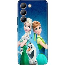 Nurdic Vivo V30 Lite Uyumlu Kılıf Resimli Desenli Silikon Elsa Anna Olaf