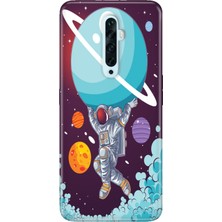 Nurdic Oppo Reno 2z Uyumlu Kılıf Silikon Desenli Resimli Kapak Astronot