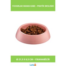Letsii Kaliteli Plastik Büyük Yuvarlak Mama Kabı Mor Mavi Yeşil Pembe 21.5 cm