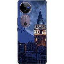 Nurdic Vivo V40 Uyumlu Kılıf V40 5g Desenli Tasarım Silikon Galata Moon
