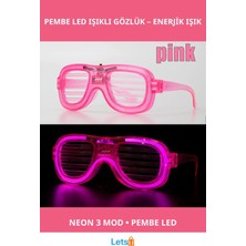 Letsii Pembe LED Işıklı Neon Parti Gözlüğü 3 Modlu